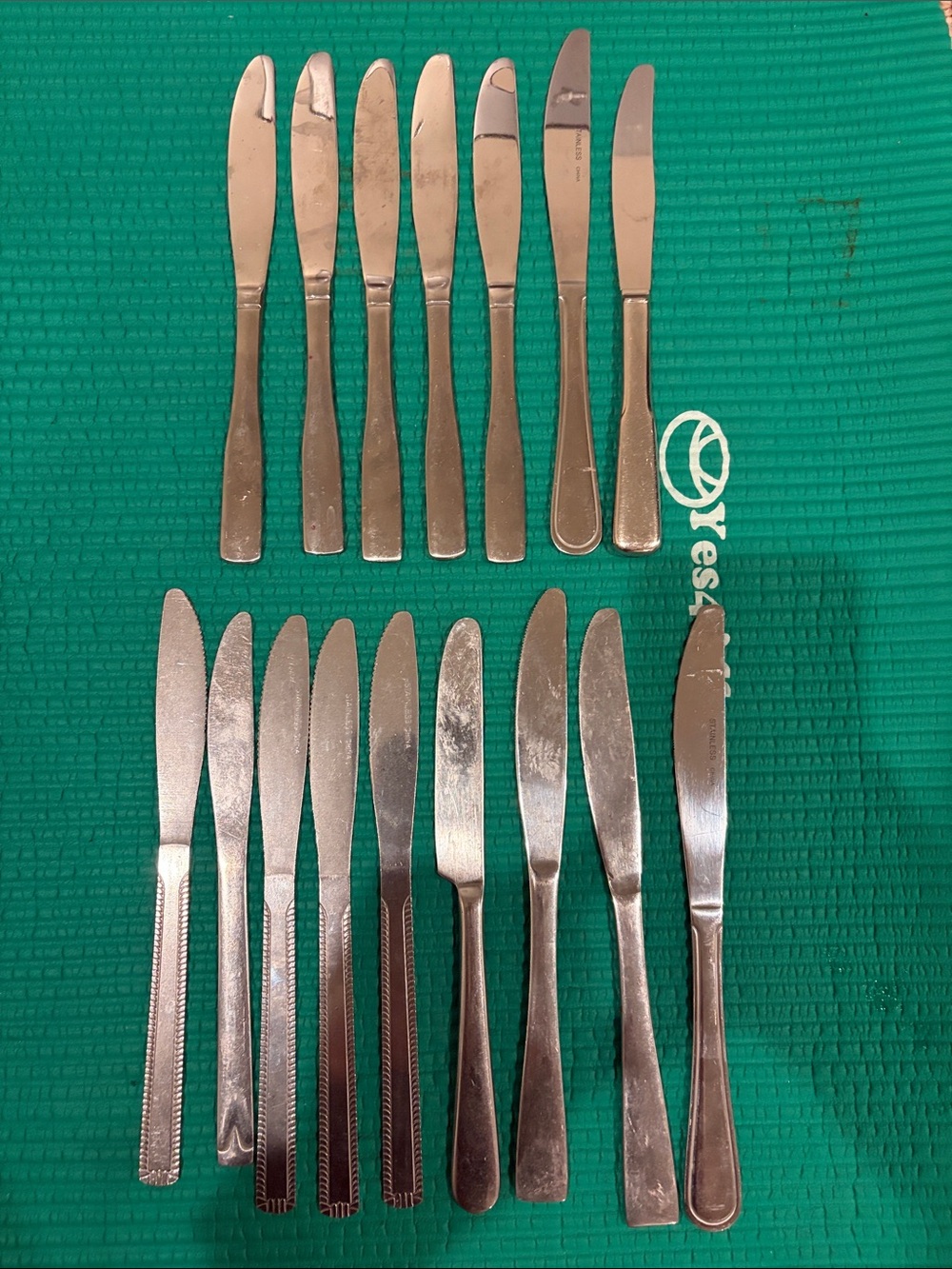 Stainless Steel Butter/Dinner Knife Set of 16 Silver
